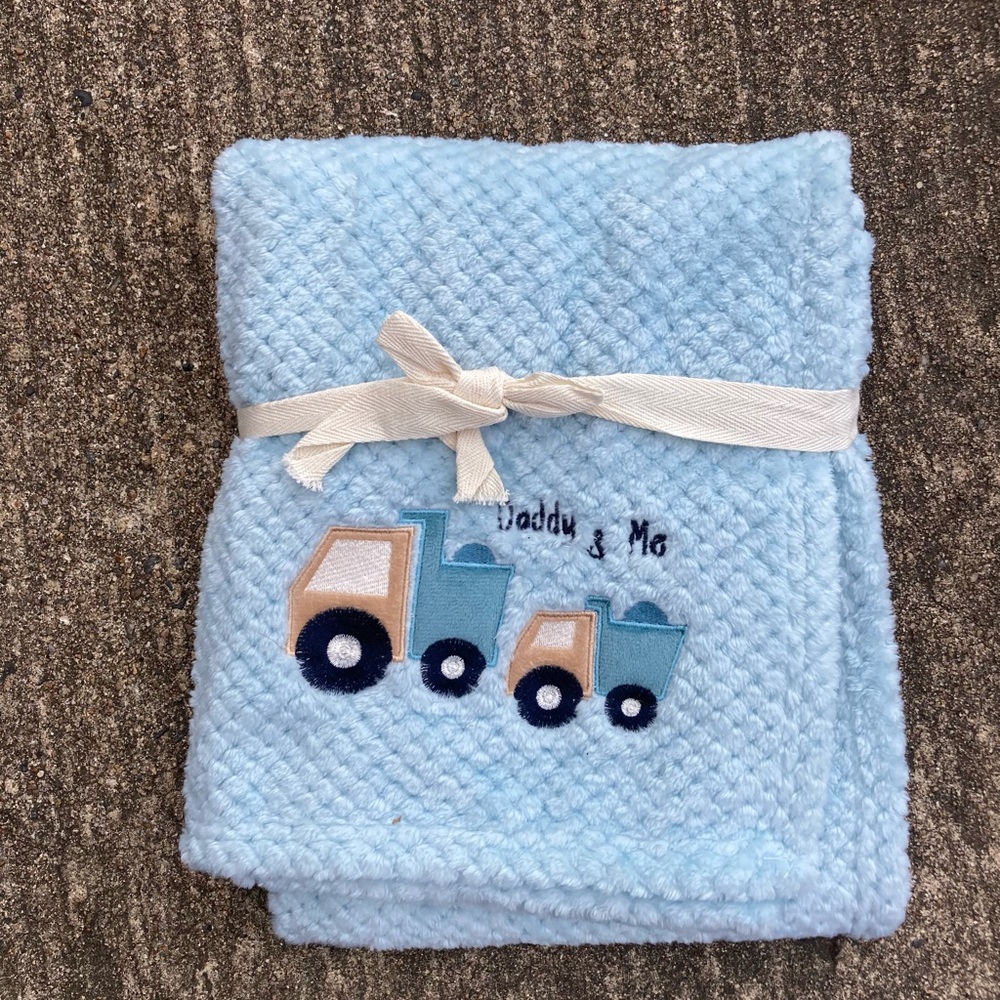 Blue Baby Blanket with Truck Design (J)